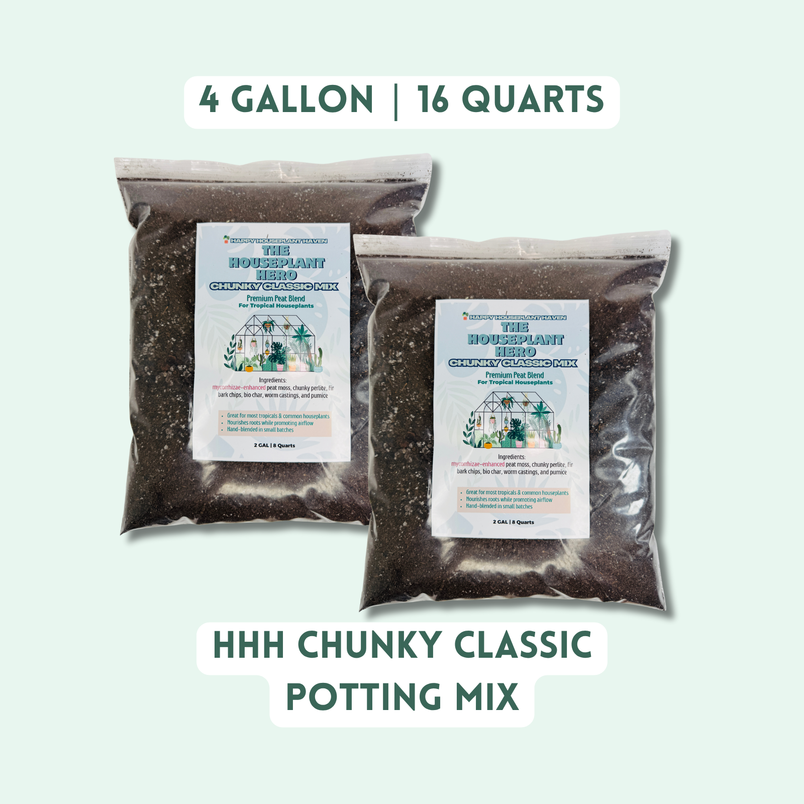 Chunky Classic Premium Potting Mix | Breathable Soil for Houseplants Pothos Peace Lily Peperomia | Well-Draining with Peat Perlite and Bark Chips