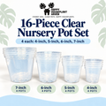 Clear Nursery Pot Set | 16 Pieces: 4", 5", 6" & 7" | Clear Plant Pots for Repotting