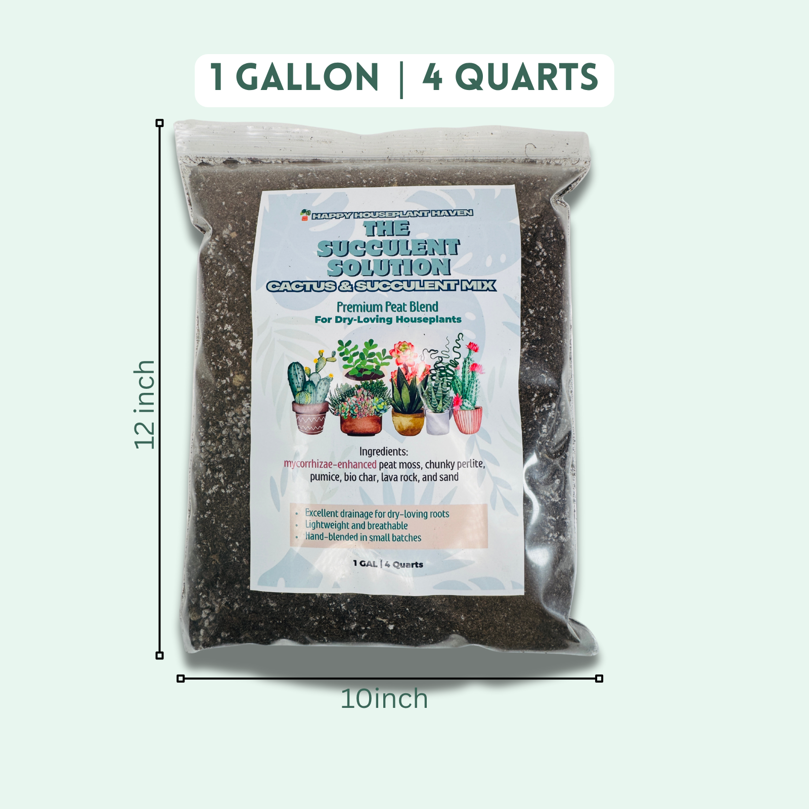 Cactus and Succulent Premium Potting Mix | Fast-Draining Gritty Soil for Succulents Cactus and Dry-Loving Plants