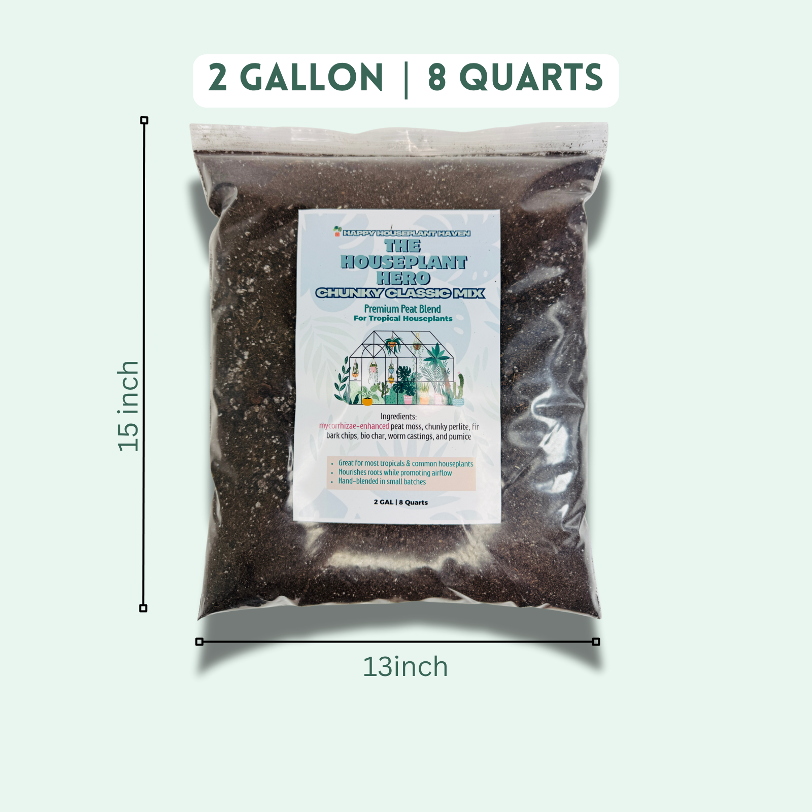 Chunky Classic Premium Potting Mix | Breathable Soil for Houseplants Pothos Peace Lily Peperomia | Well-Draining with Peat Perlite and Bark Chips