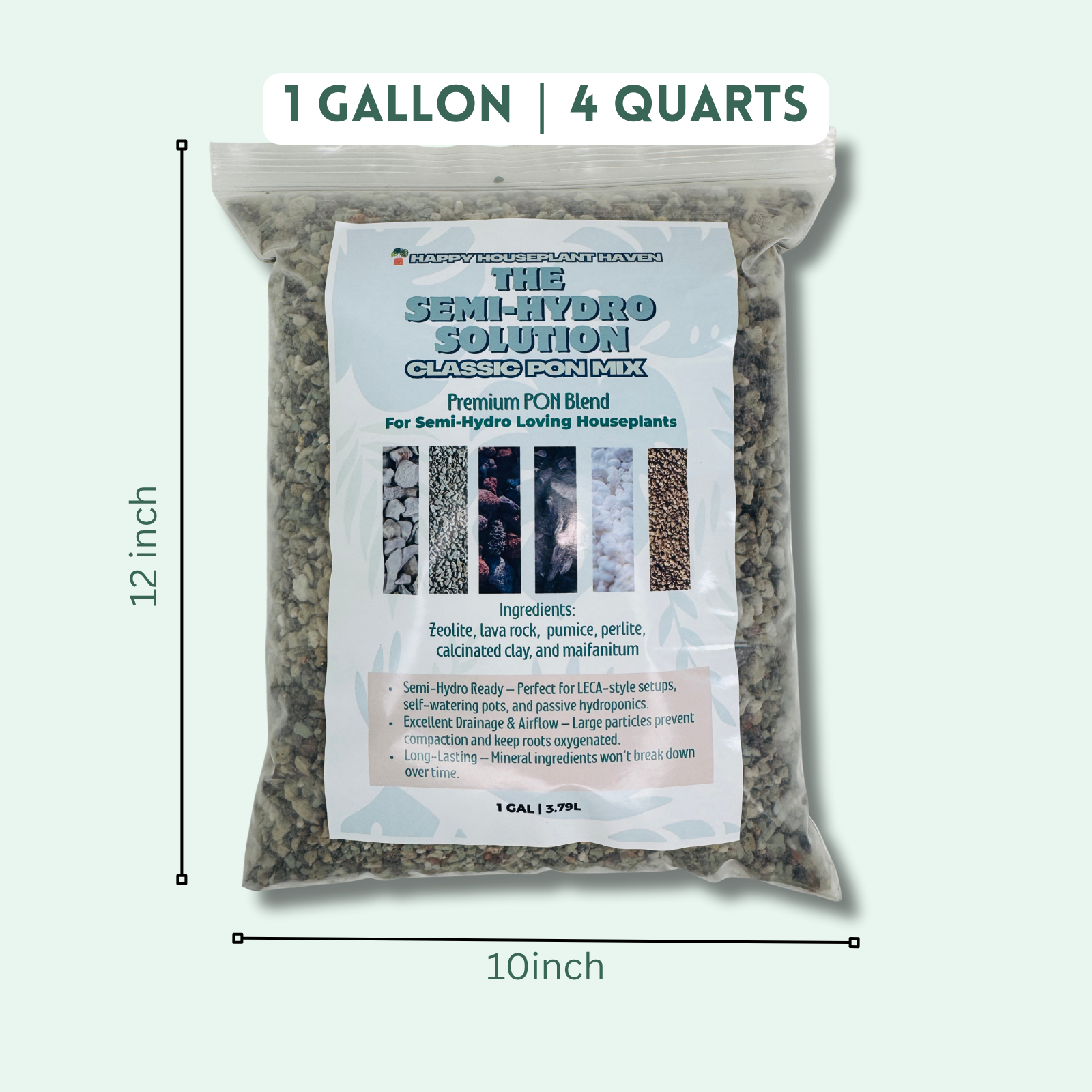 Classic PON Mix | Soil-Free Mineral Substrate for Semi-Hydroponics & Self-Watering Houseplants | Zeolite, Lava Rock, Pumice & Perlite