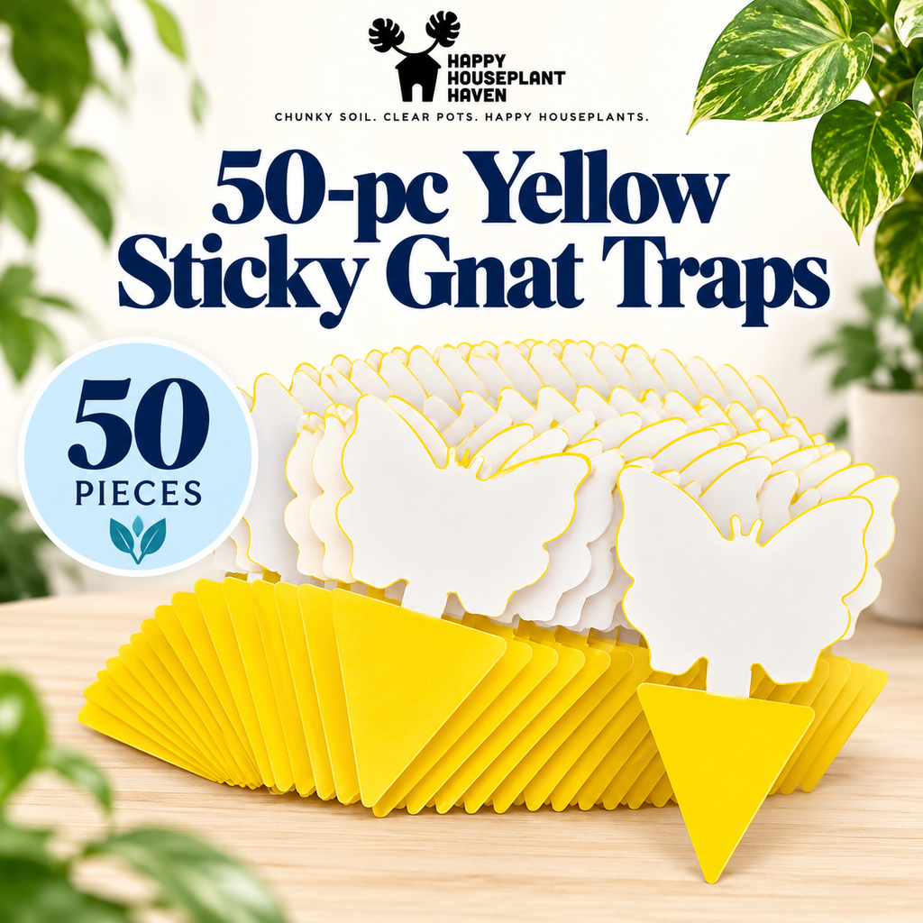 Yellow Sticky Gnat Traps | 50 Pack | Butterfly Fungus Gnat Traps for Houseplants