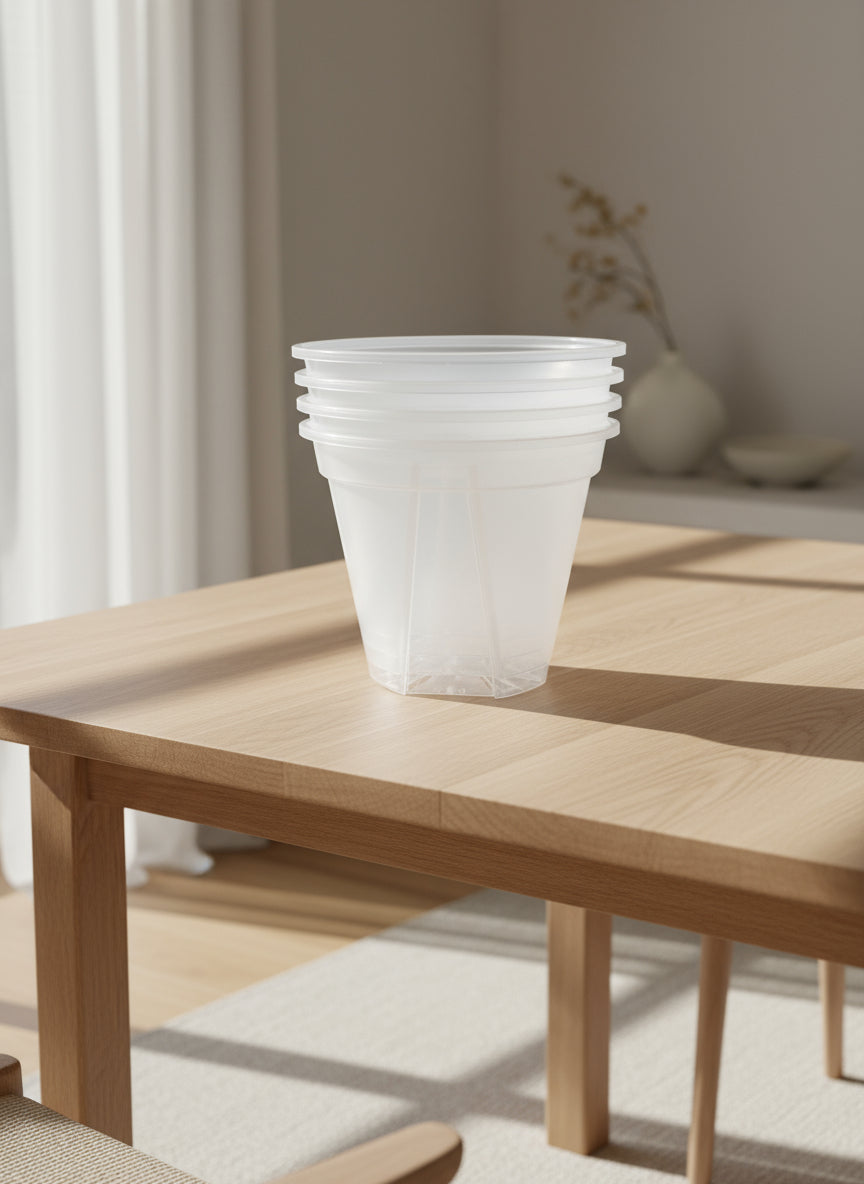 5.5-inch Clear Plastic Plant Pot with Slotted Drainage | 2 Pack or 4 Pack | Durable Transparent Nursery Pot for Aroids, Hoyas | See the Roots Grow