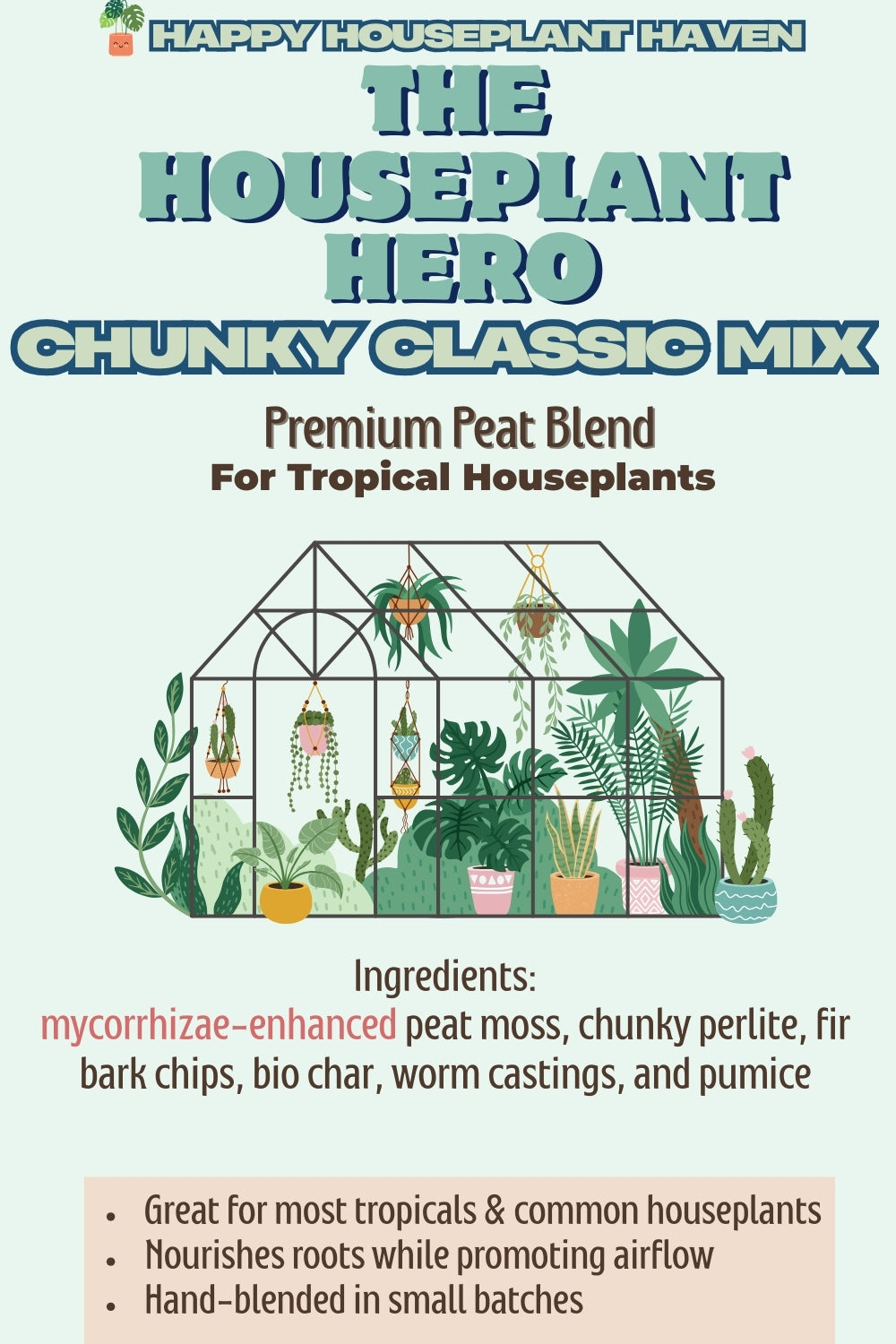 The Houseplant Hero | Chunky Classic Potting Mix – Breathable Soil for Houseplants Pothos Peace Lily Peperomia – Helps Prevent Root Rot