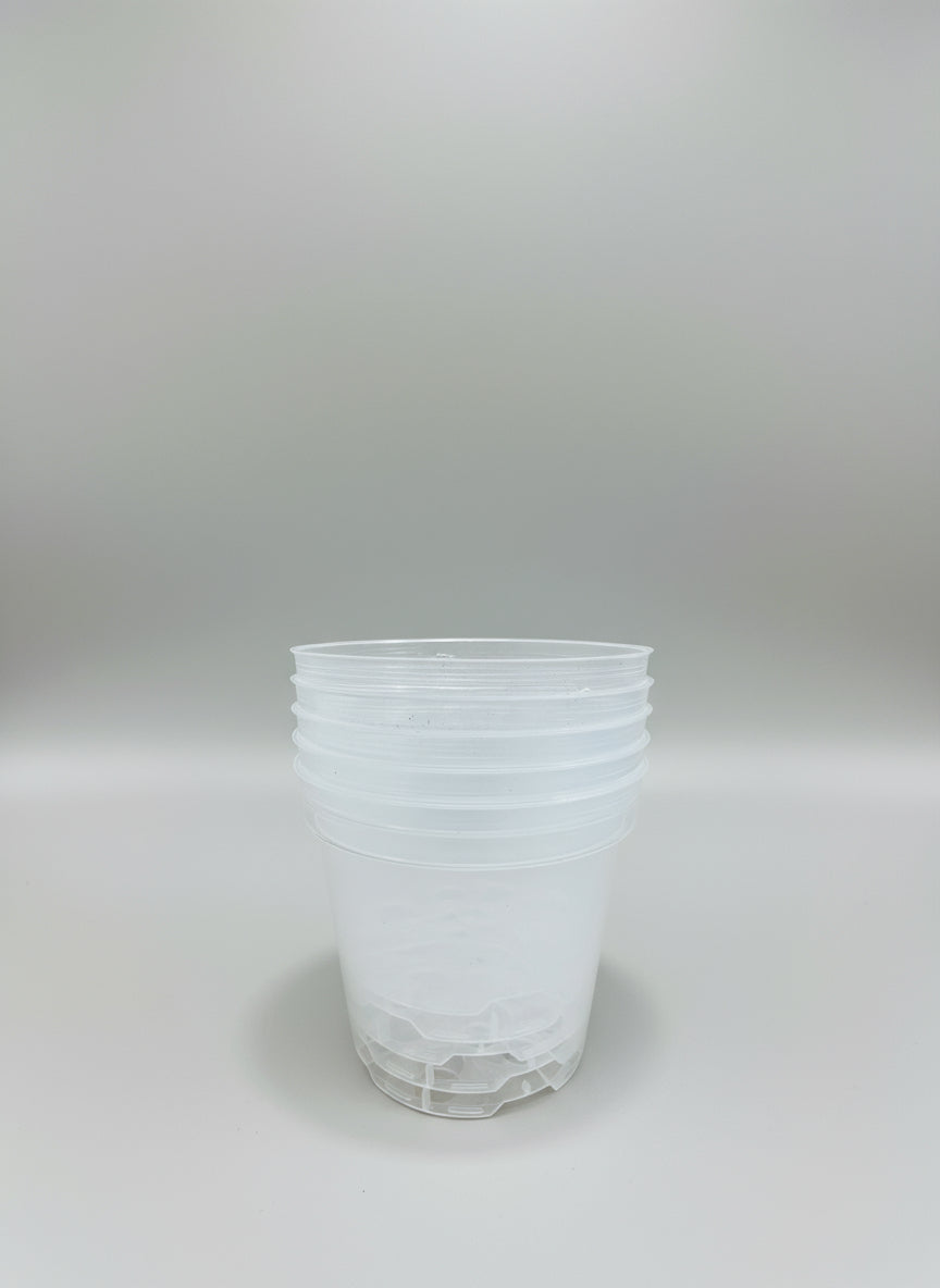 4-Inch Clear Plastic Plant Pot with Drainage Screens | 5 Pack or 10 Pack | Durable Glossy Nursery Pot for Repots Cuttings & Starter Plants