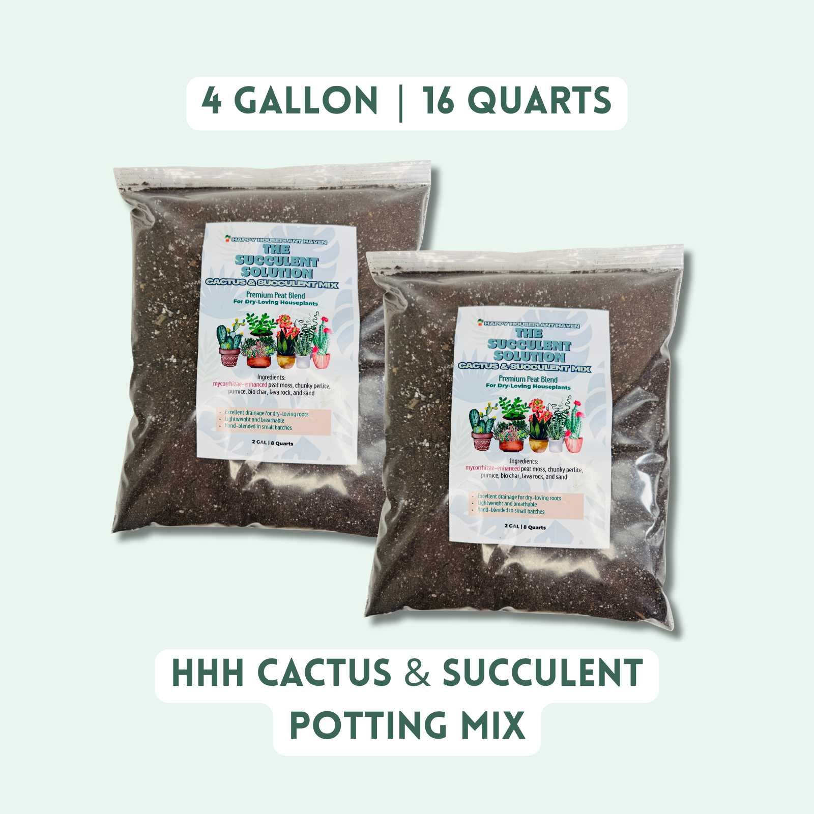 Cactus and Succulent Premium Potting Mix | Fast-Draining Gritty Soil for Succulents Cactus and Dry-Loving Plants