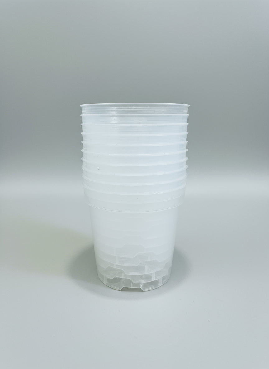 4-Inch Clear Plastic Plant Pot with Drainage Screens | 5 Pack or 10 Pack | Durable Glossy Nursery Pot for Repots Cuttings & Starter Plants