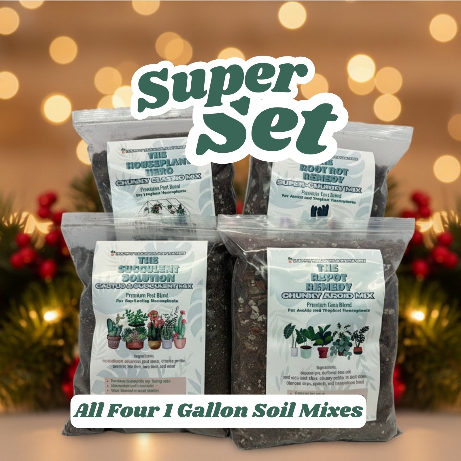 4PK Soil Mix Variety Bundle | 1 or 2 Gallon Gift Set for Houseplant Lovers