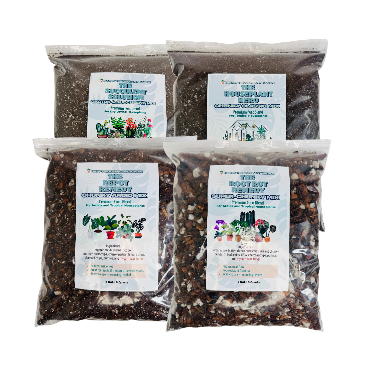 4PK Soil Mix Variety Bundle | 1 or 2 Gallon Gift Set for Houseplant Lovers