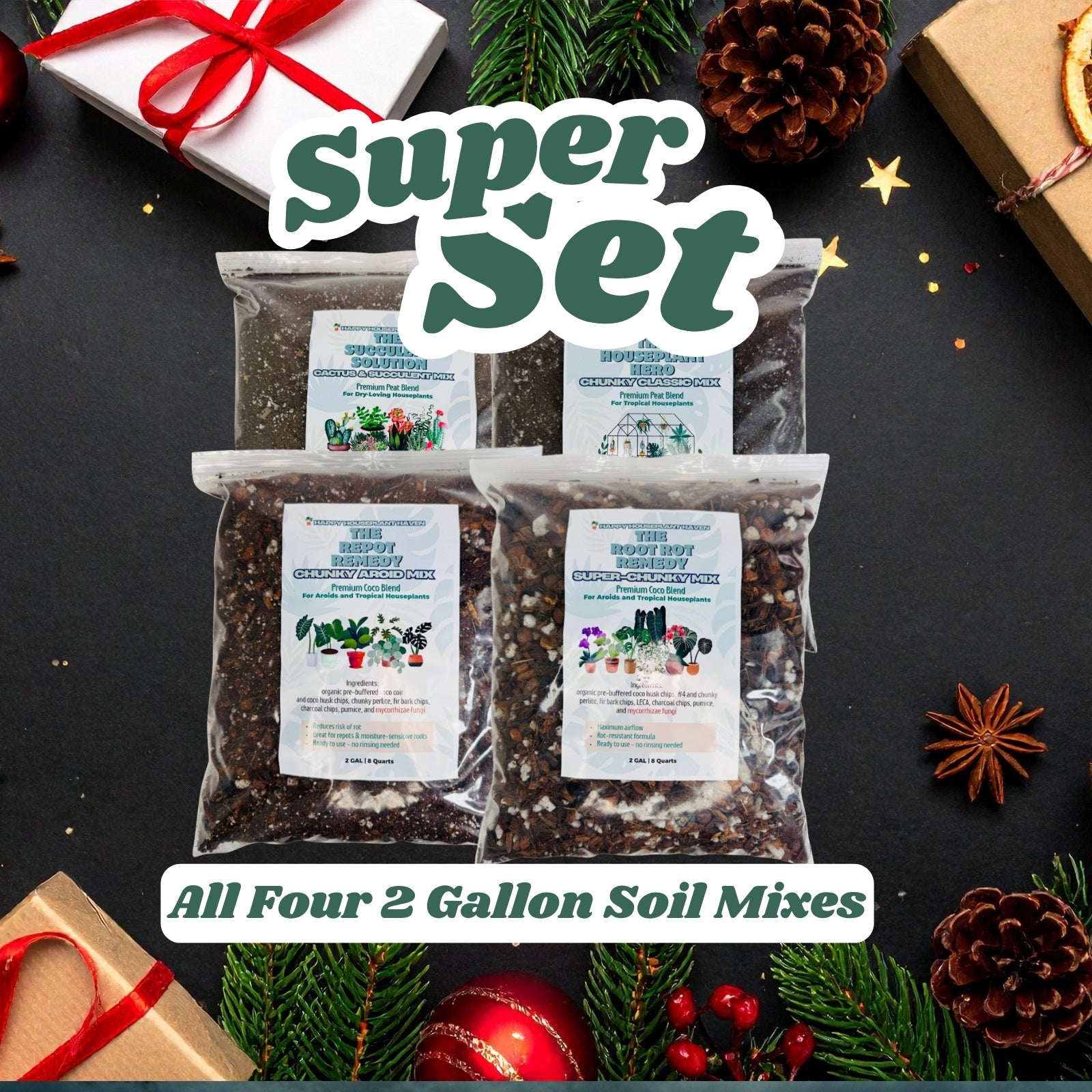4PK Soil Mix Variety Bundle | 1 or 2 Gallon Gift Set for Houseplant Lovers