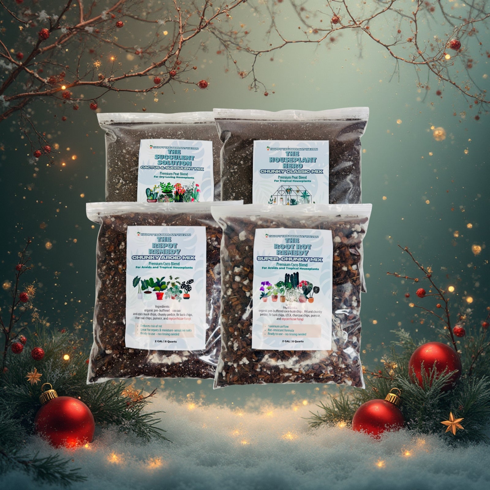 4PK Soil Mix Variety Bundle | 1 or 2 Gallon Gift Set for Houseplant Lovers