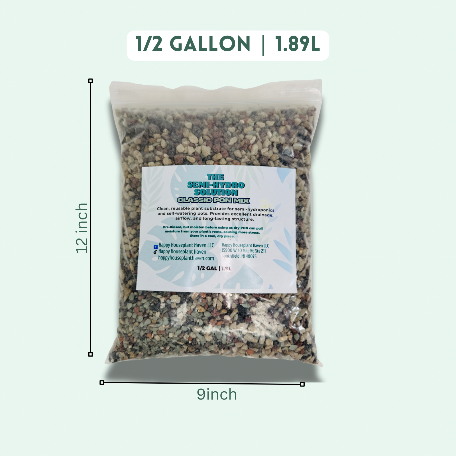 Classic PON Mix | Soil-Free Mineral Substrate for Semi-Hydroponics & Self-Watering Houseplants | Zeolite, Lava Rock, Pumice & Perlite