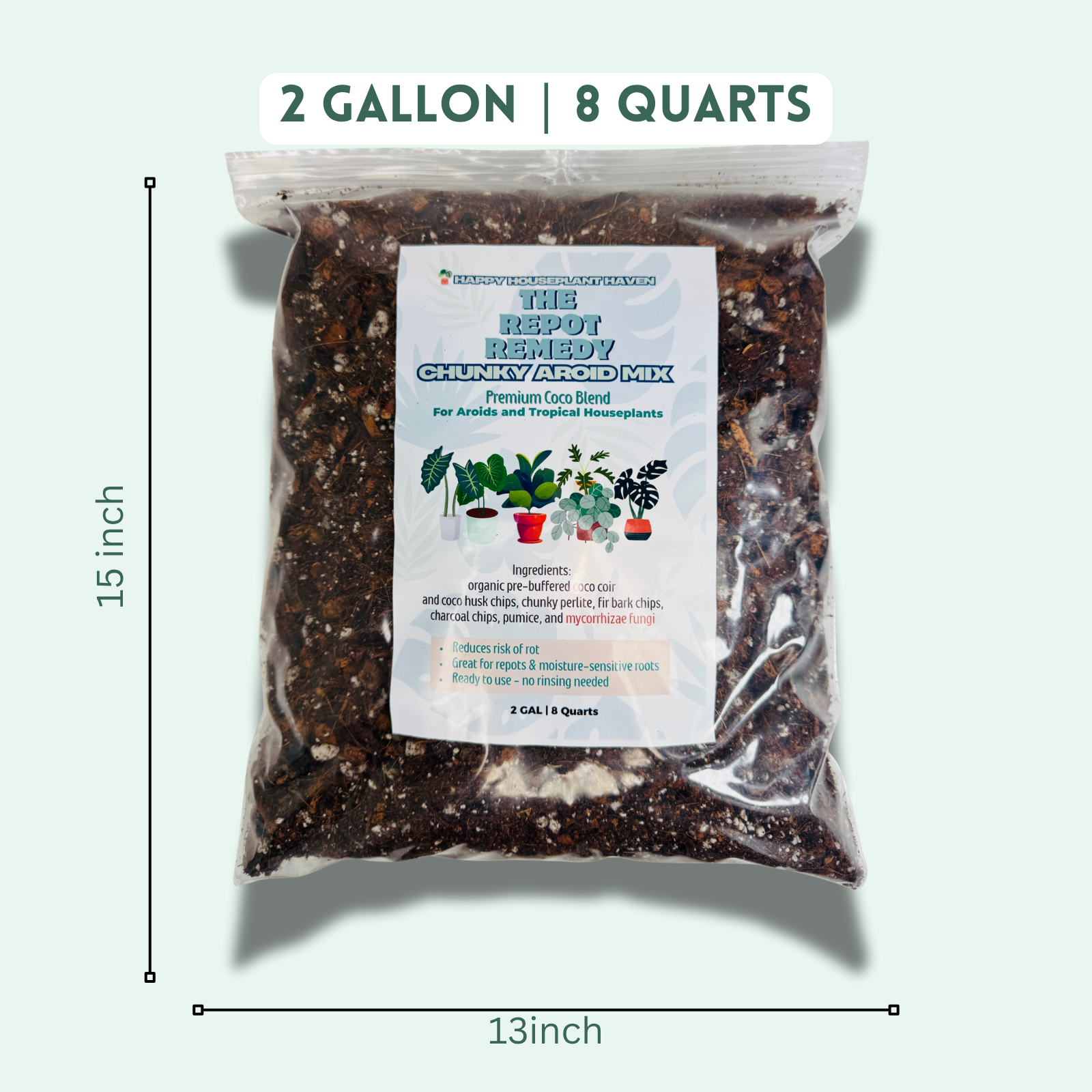 Chunky Monstera Potting Mix | Peat-Free Coco Coir| Fast-Draining Soil for Aroids and Tropical Houseplant Repotting