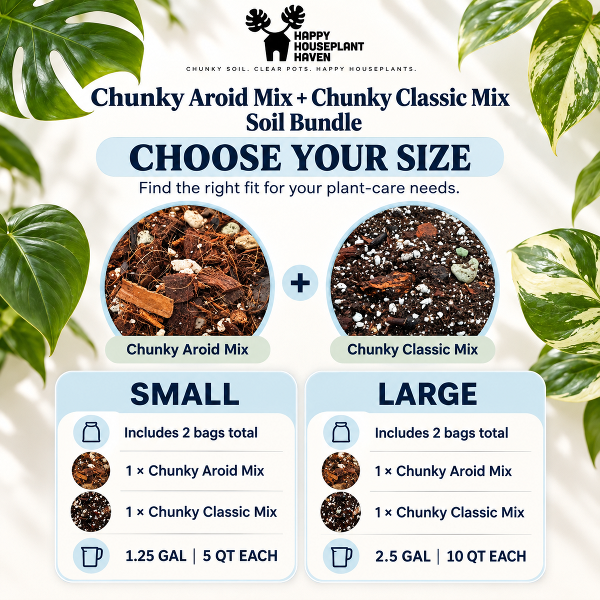Chunky Aroid + Chunky Classic Soil Mix Duo | Two-Bag Potting Mix Set for Houseplants