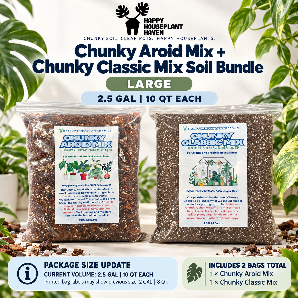 Chunky Aroid + Chunky Classic Soil Mix Duo | Two-Bag Potting Mix Set for Houseplants