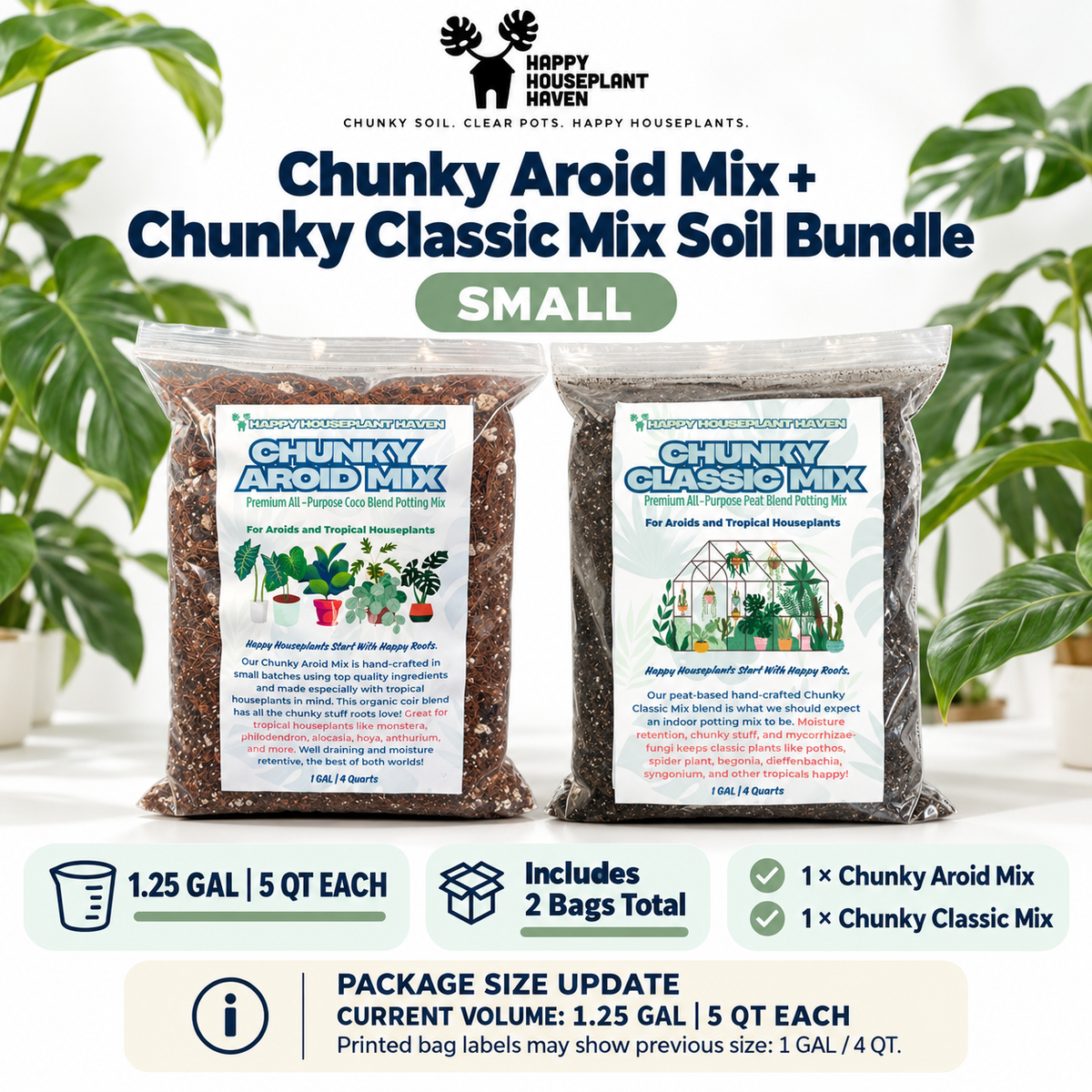 Chunky Aroid + Chunky Classic Soil Mix Duo | Two-Bag Potting Mix Set for Houseplants