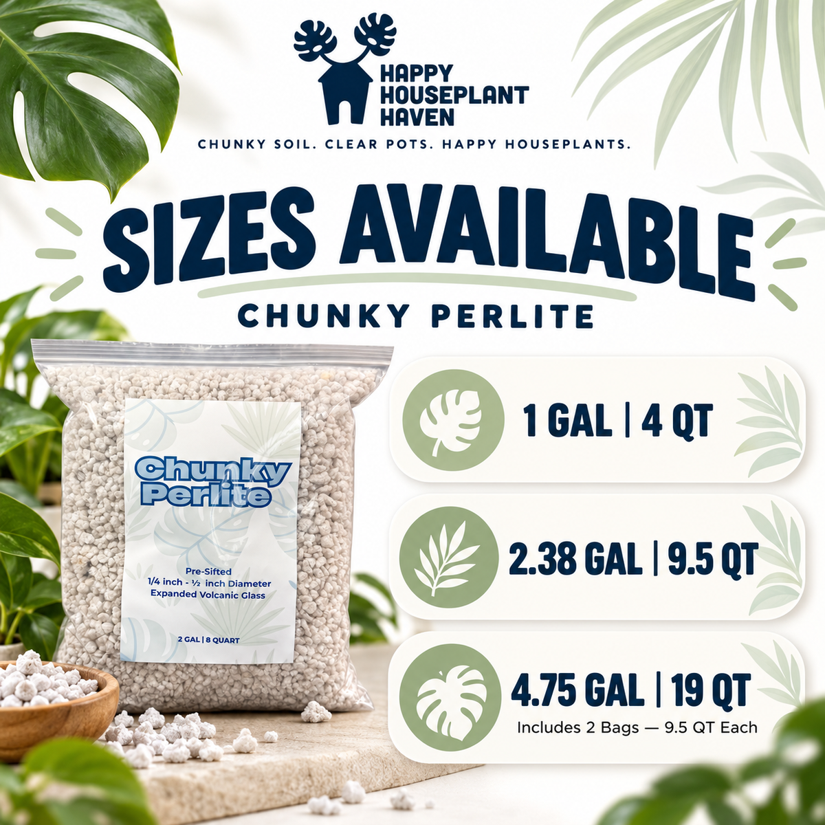 Chunky Perlite | 1/4–1/2 Inch Pre-Sifted Perlite for Chunky Potting Mixes
