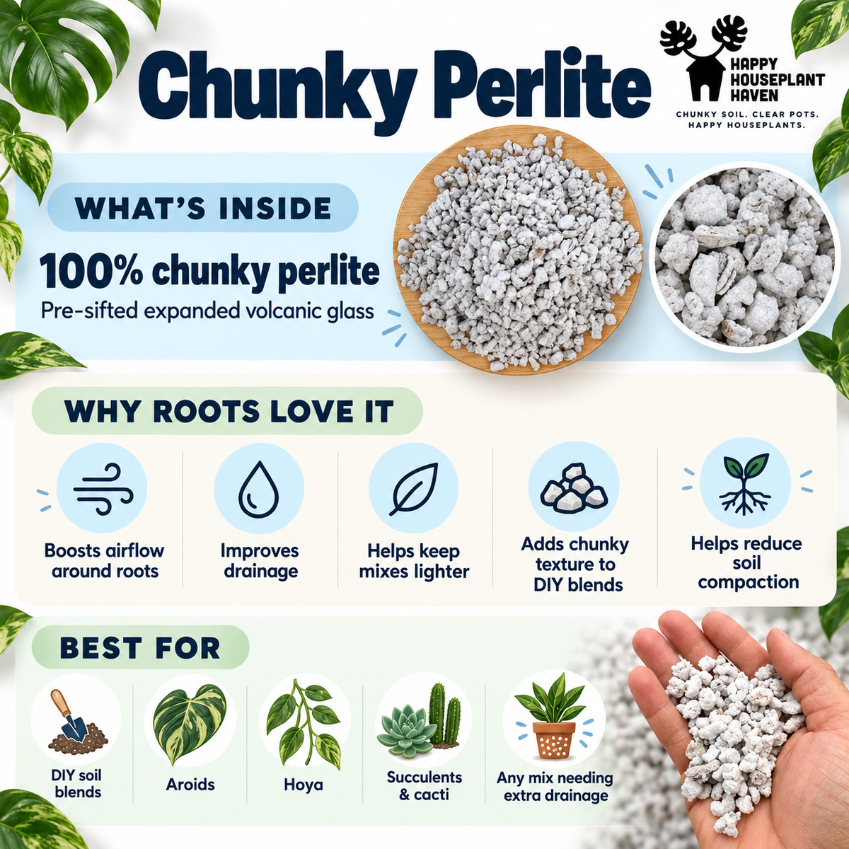 Chunky Perlite | 1/4–1/2 Inch Pre-Sifted Perlite for Chunky Potting Mixes
