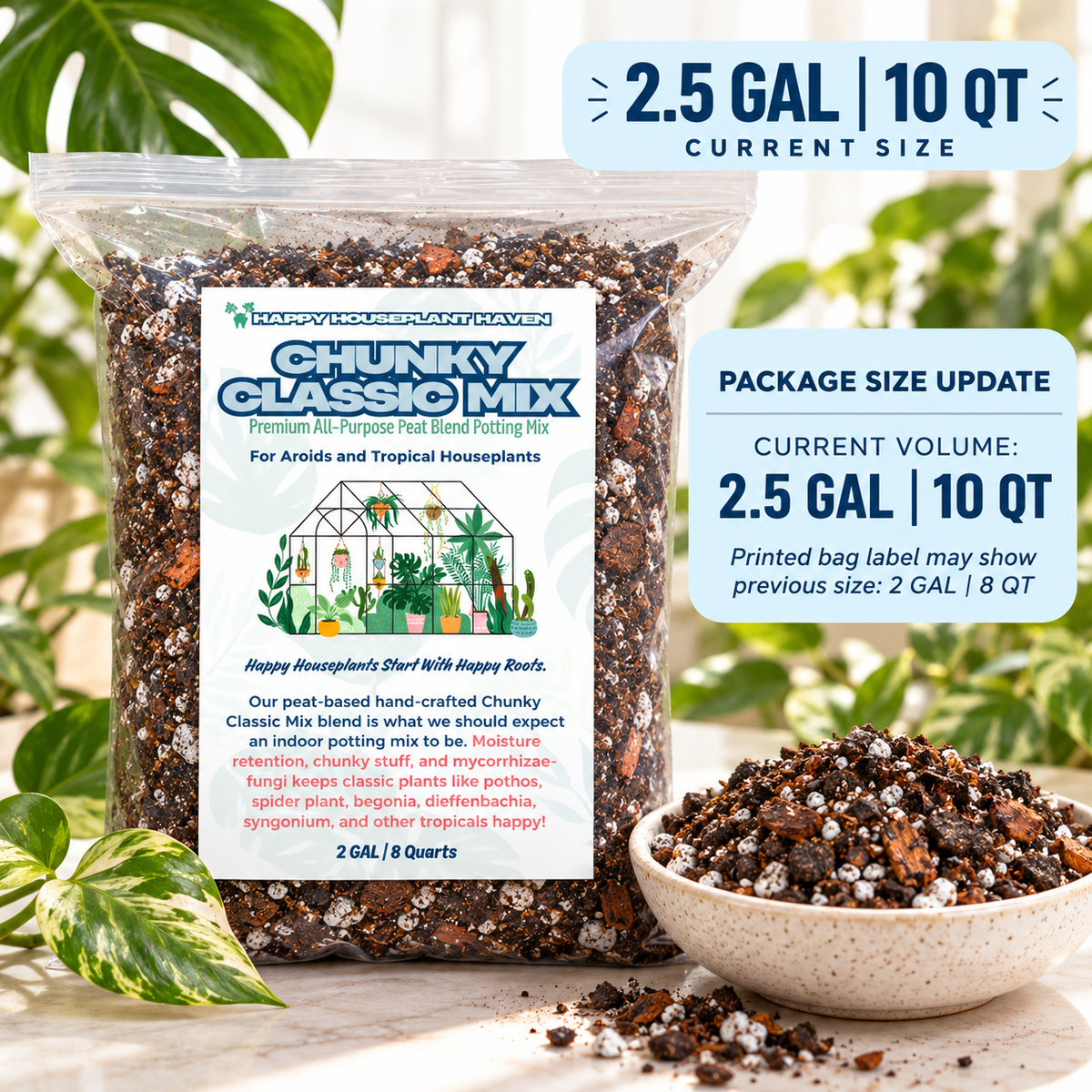Chunky Classic Potting Mix | Well-Draining Indoor Soil for Monstera, Pothos & Begonia