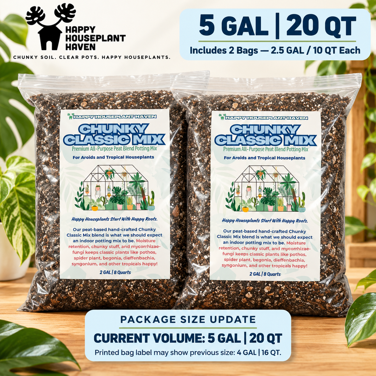 Chunky Classic Potting Mix | Well-Draining Indoor Soil for Monstera, Pothos & Begonia