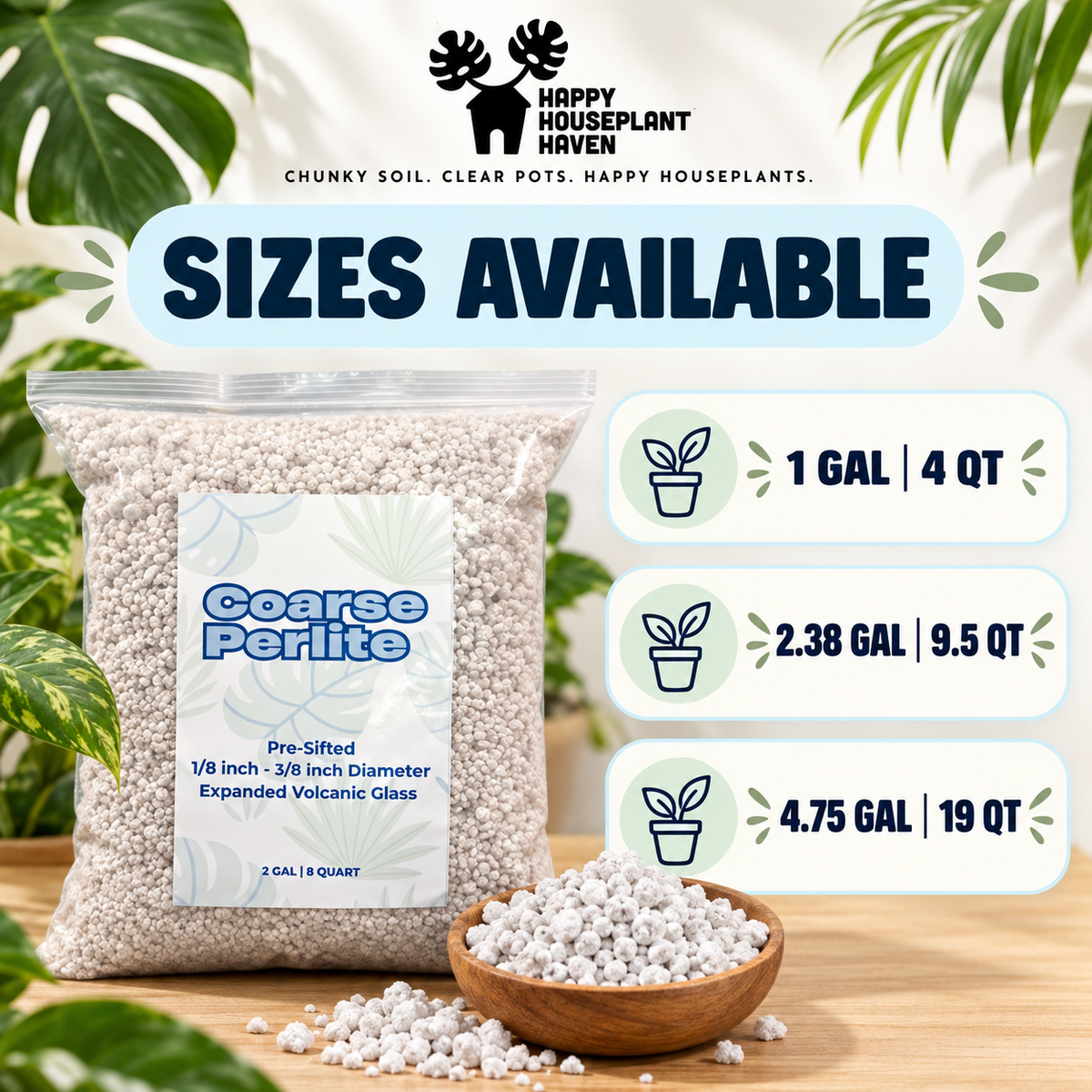 Coarse Perlite | 1/8–3/8 Inch Pre-Sifted Perlite for Potting Soil & Propagation