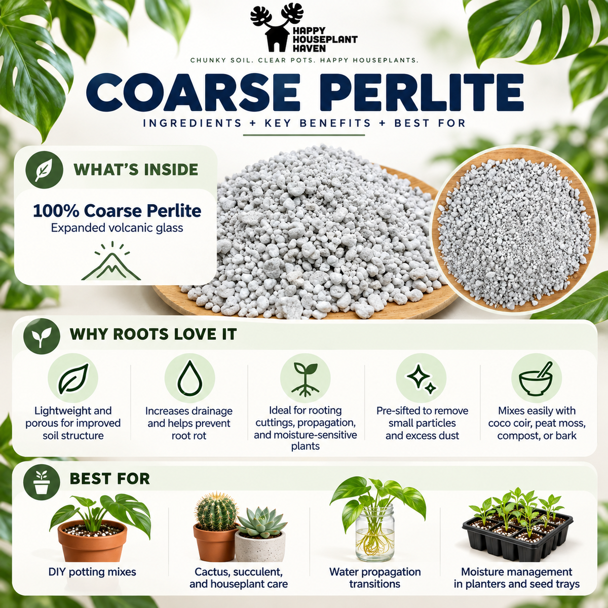 Coarse Perlite | 1/8–3/8 Inch Pre-Sifted Perlite for Potting Soil & Propagation