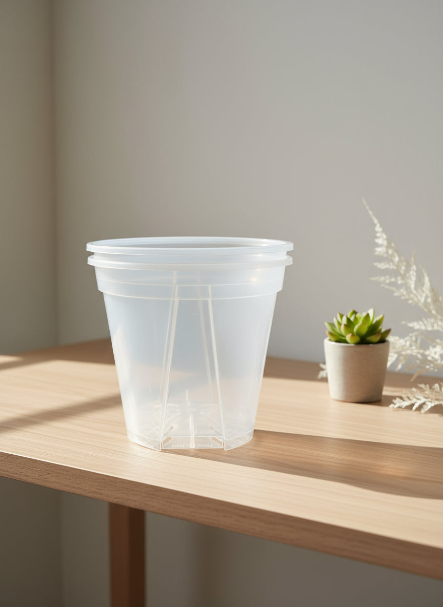 5.5-inch Clear Plastic Plant Pot with Slotted Drainage | 2 Pack or 4 Pack | Durable Transparent Nursery Pot for Aroids, Hoyas | See the Roots Grow