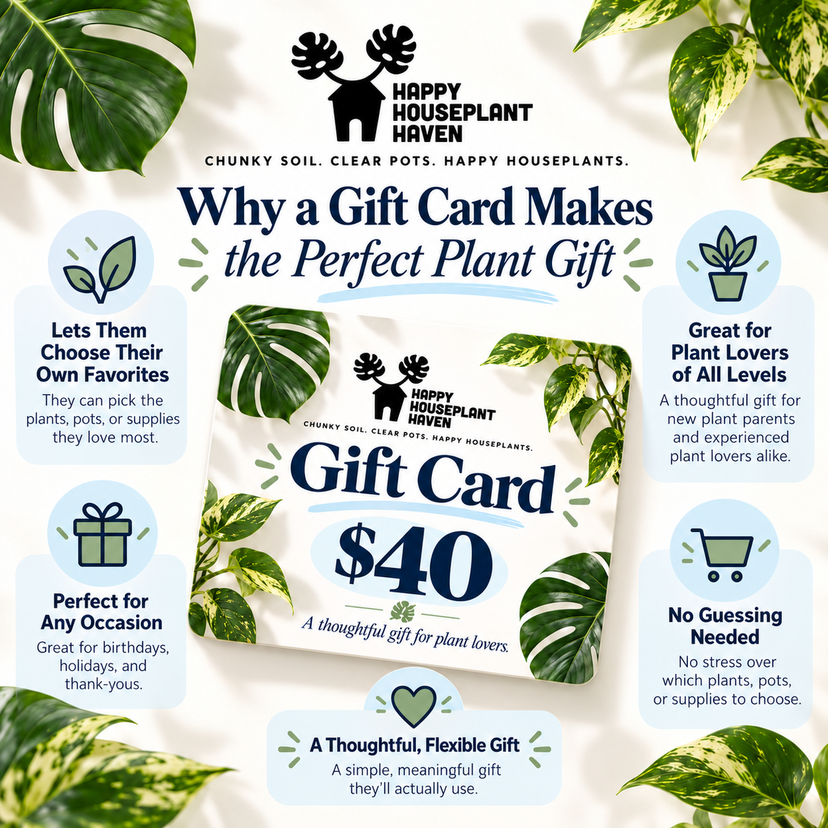 Happy Houseplant Haven E-Gift Card | $10 to $100 | Gift Card for Plant Lovers