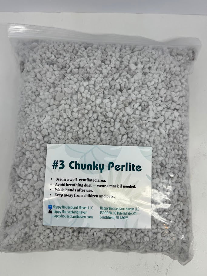 Bag of #3 Chunky Perlite with a label on a white background