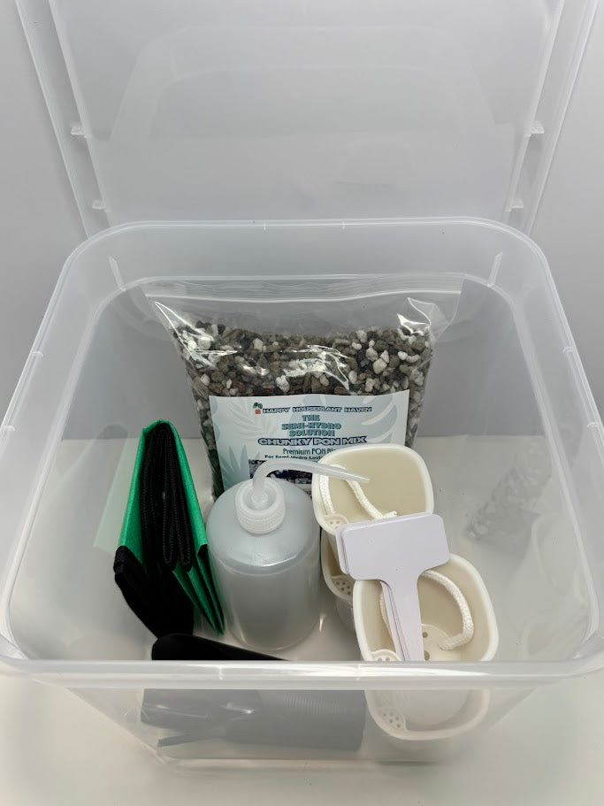 1/2 GAL Semi-Hydro Starter Kit in Clear Storage Bin | Plant Lover's PON Gift Set | FREE BONUS BAG
