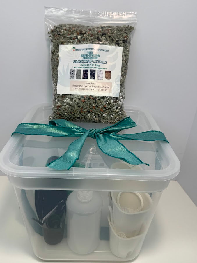 1/2 GAL Semi-Hydro Starter Kit in Clear Storage Bin | Plant Lover's PON Gift Set | FREE BONUS BAG