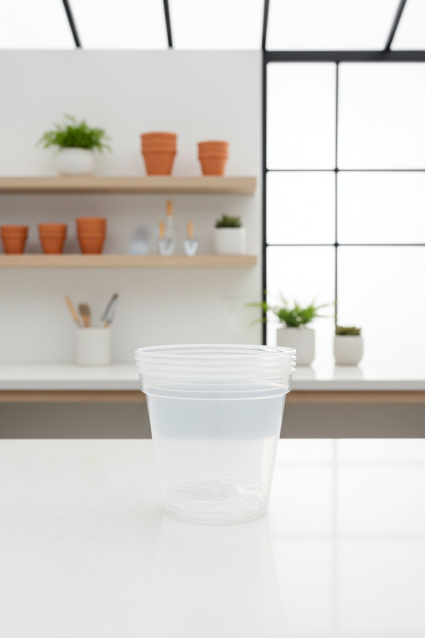 6-inch Clear Nursery Pots with Drainage Holes 4 Pack | Plastic Plant Pots for Repotting Houseplants