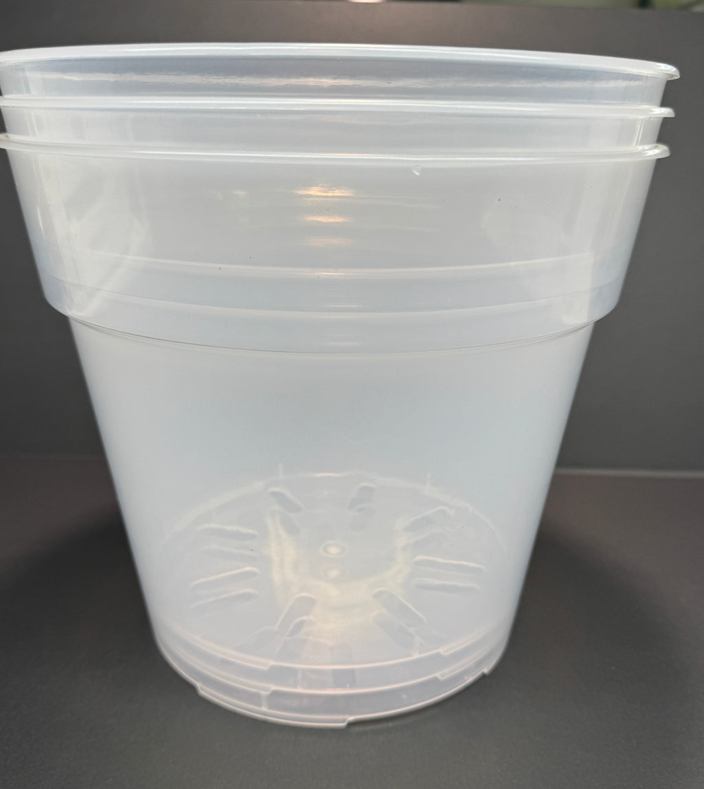 9-Inch Large Clear Nursery Pot with Saucer | 3 Pack | Transparent Plastic Planter for Indoor & Outdoor Plants