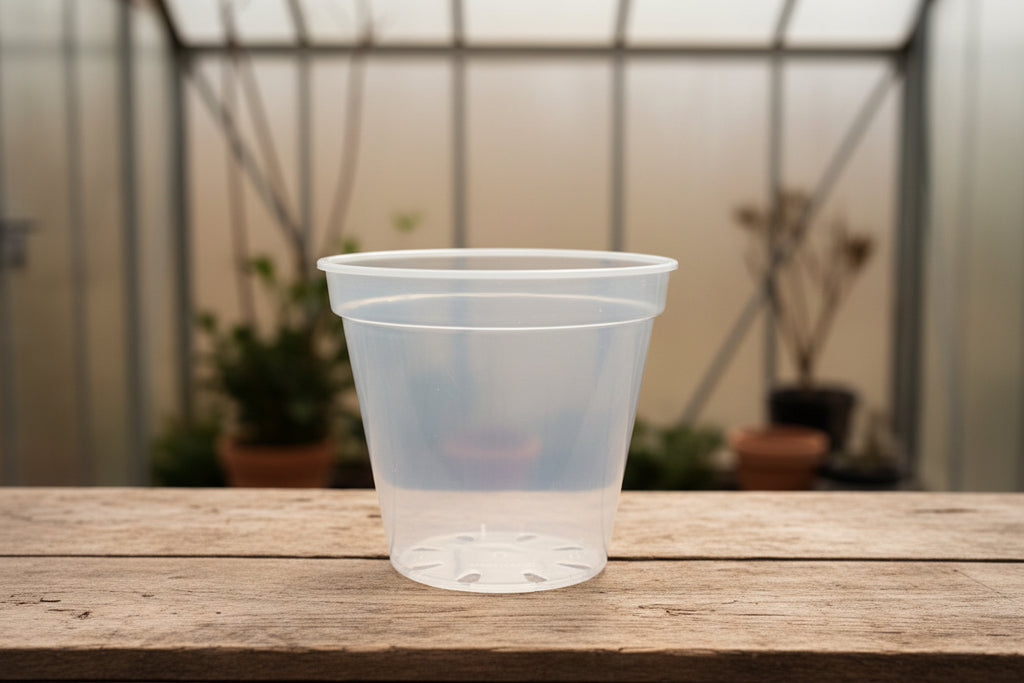 6-inch Clear Nursery Pots with Drainage Holes 4 Pack | Plastic Plant Pots for Repotting Houseplants