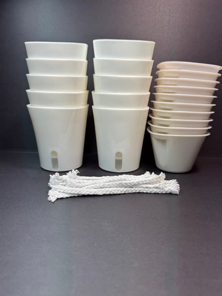 3-Inch White Self-Watering Pots with Water Level Indicator | 4, 8 or 24 Pack