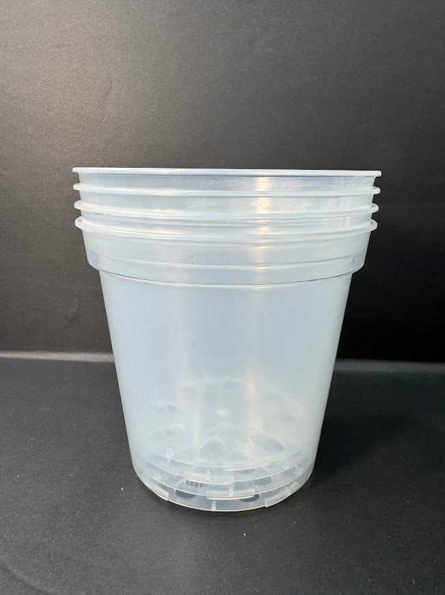 5-Inch Clear Nursery Pots | 4 pack | Large Transparent Plastic Plant Pots with Drainage for Indoor Tropical Houseplants