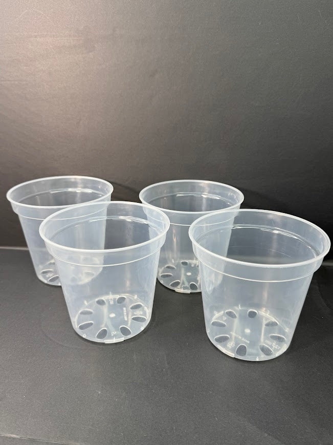 5-Inch Clear Nursery Pots | 4 pack | Large Transparent Plastic Plant Pots with Drainage for Indoor Tropical Houseplants