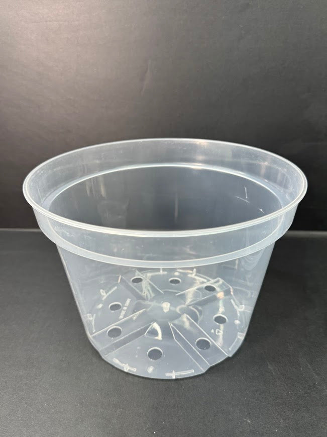 8-Inch Shorty Clear Nursery Pots with Saucers | 2 Pack Azalea Pots | Wide Clear Plant Pots