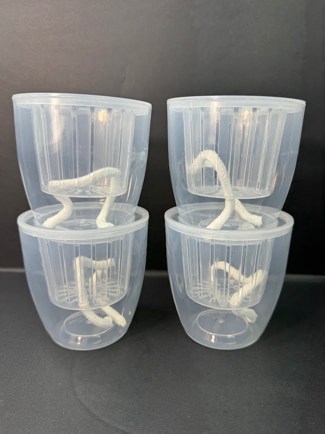 3.5-Inch Clear Self-Watering Round Pots with Wicks | 4 Pack | LECA & Semi-Hydro Pots