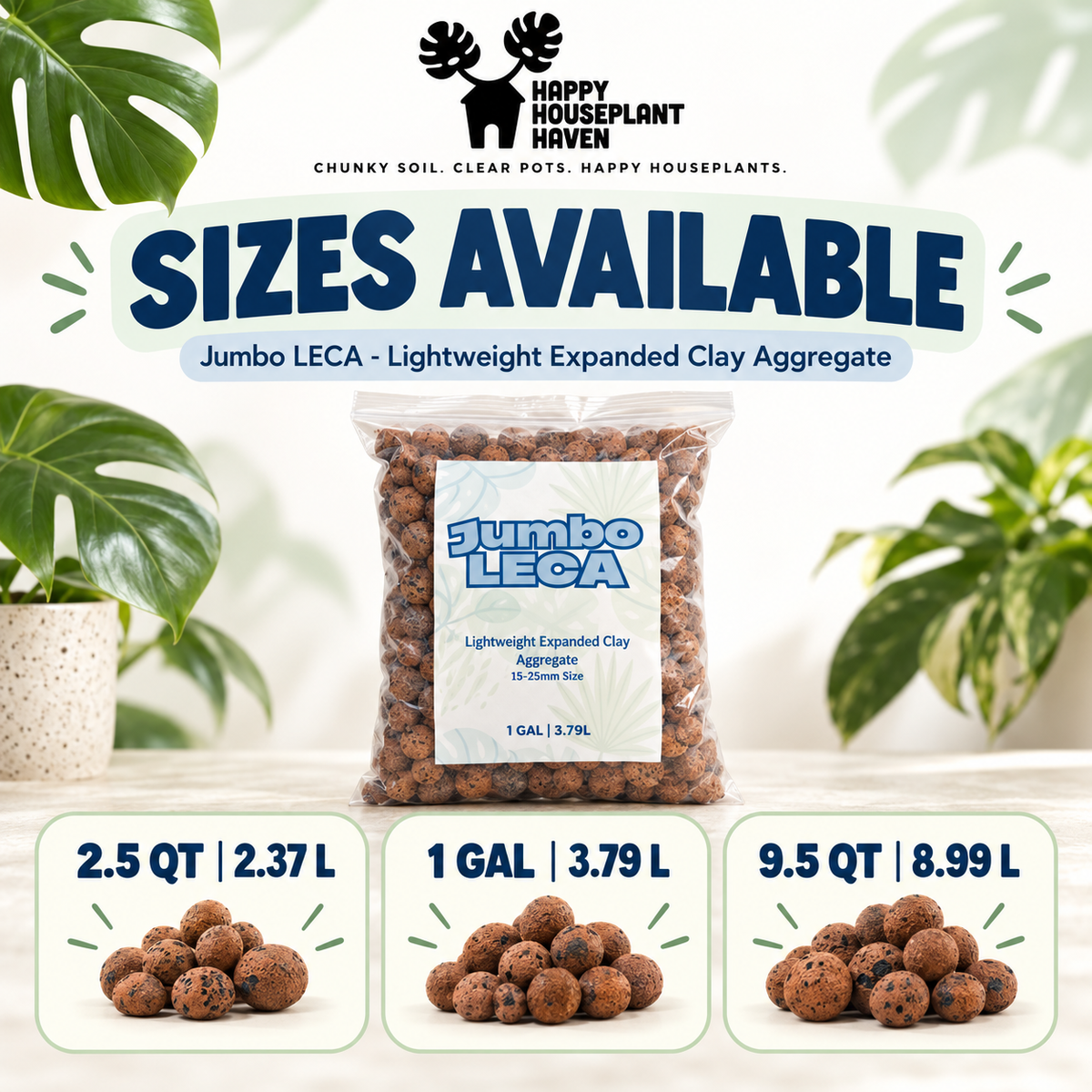 Jumbo LECA Clay Pebbles 15–25mm | Large Pre-Rinsed LECA for Big Plants & Drainage