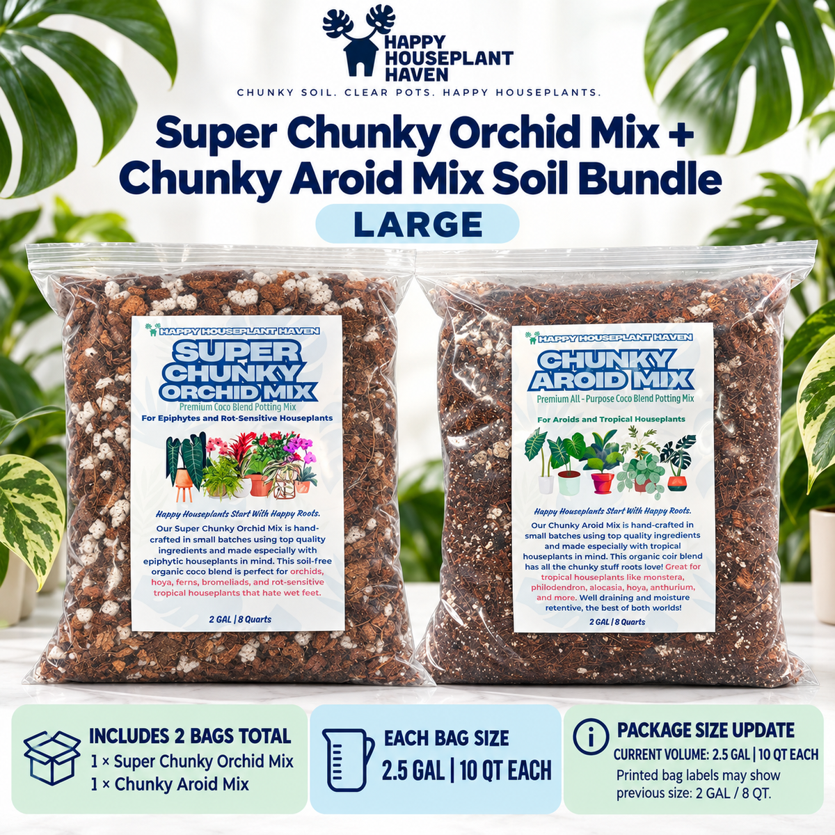 Super Chunky Orchid + Chunky Aroid Duo | Peat-Free Chunky Mix Set for Aroids & Epiphytes